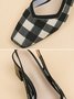 Elegant Plaid Breathable Mesh Fabric Chunky Heel Slingback Pumps