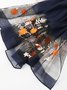 Elegant Floral Embroidery Imitation Silk Scarf