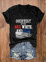 Women's Courtesy Of The Red White And Blue V Neck Casual Flag Cotton-Blend T-Shirt