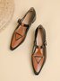Color Block Adjustable Buckle Urban T-Strap Shoes