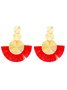 1pair Bohemian Exaggerated Metal Circle Fringed Drop Earrings