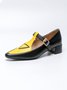 Color Block Adjustable Buckle Urban T-Strap Shoes