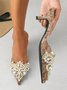 Elegant Imitation Pearl Pointed Toe Kitten Heel Mules