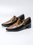 Color Block Adjustable Buckle Urban T-Strap Shoes