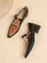 Color Block Adjustable Buckle Urban T-Strap Shoes