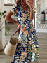 Floral Summer V Neck Casual Jersey Loose Dress