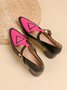 Color Block Adjustable Buckle Urban T-Strap Shoes