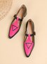 Color Block Adjustable Buckle Urban T-Strap Shoes
