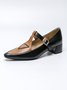 Color Block Adjustable Buckle Urban T-Strap Shoes