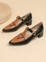 Color Block Adjustable Buckle Urban T-Strap Shoes