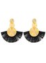 1pair Bohemian Exaggerated Metal Circle Fringed Drop Earrings