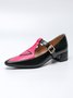 Color Block Adjustable Buckle Urban T-Strap Shoes