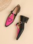 Color Block Adjustable Buckle Urban T-Strap Shoes