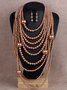 Elegant Jewelry Set Faux Pearl Handmade Beaded Multilayer Necklace And Earrings