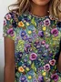 Crew Neck Loose Casual Floral Summer T-Shirt