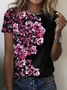 Crew Neck Casual Loose Floral T-Shirt