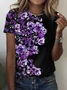 Crew Neck Casual Loose Floral T-Shirt