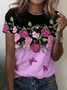 Crew Neck Casual Loose Floral T-Shirt