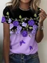 Crew Neck Casual Loose Floral T-Shirt