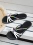 Summer Pu Plain Casual Slide Sandals