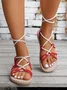 Plain Summer Cotton Strappy Sandals