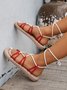 Plain Summer Cotton Strappy Sandals