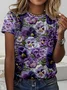 Plus Size Loose Casual Floral Crew Neck T-Shirt