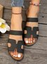 Summer Casual Plain Pu Slide Sandals
