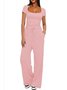 Crew Neck Plain Casual Two-Piece Set