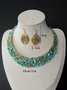 4pcs/set Luxurious Multicolor Rhinestone Embellished Metal Choker Necklace Set