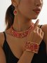 4pcs/set Luxurious Multicolor Rhinestone Embellished Metal Choker Necklace Set