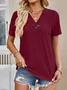 Buckle Casual V Neck Lace T-Shirt