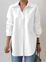 Loose Shirt Collar Casual Plain Blouse