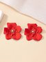 1pair Elegant Flower Rhinestone Stud Earrings