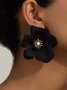 1pair Elegant Flower Rhinestone Stud Earrings