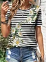 Crew Neck Floral Casual T-Shirt