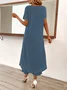 Casual Cotton And Linen Plain Loose Two-Piece Set