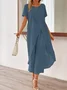 Casual Cotton And Linen Plain Loose Two-Piece Set