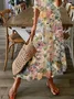 Floral Loose V Neck Casual Dress