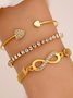 Creative retro 3-piece metal bracelet set