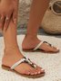 Summer Boho Weaving Material Slide Sandals