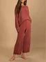Long Sleeve Casual Loose Plain Two-Piece Set