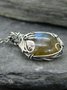 Retro personalized leaf wrapped moonstone pendant fashion inlaid frame necklace