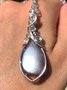 Simple drop-shaped moonstone pendant fashion hollow necklace