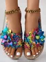 Pu Casual Summer Floral Slide Sandals