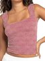 Knitted Square Neck Casual Tank Top