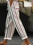 Pocket Stitching Striped Casual Pants
