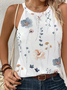 Casual Floral Crew Neck Tank Top