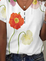 Floral Loose Buckle Casual T-Shirt