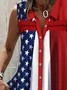 Casual Independence Day Loose Buckle Blouse